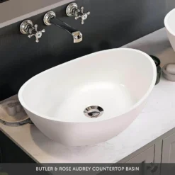 Butler & Rose Catherine Floorstanding Shadow Grey Vanity Unit With Shadow Grey Countertop & Audrey Stone Resin Basin -Vado Shop butler rose audrey countertop basin banner 1