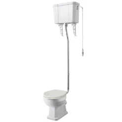 Butler & Rose Audrey Traditional High Level Toilet, Cistern & Flush Pipe Kit With Spa Grey Toilet Seat -Vado Shop butler rose audrey high level toilet kit almond cutout