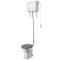 Butler & Rose Audrey Traditional High Level Toilet, Cistern & Flush Pipe Kit With Spa Grey Toilet Seat -Vado Shop butler rose audrey high level toilet kit spa cutout