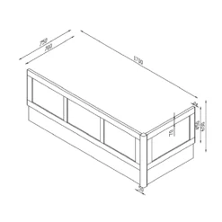 Butler & Rose Wooden Front Bath Panel - 1700mm - Spa Grey 13 Butler & Rose Wooden Front Bath Panel - 1700mm - Spa Grey -Vado Shop butler rose bath panels tech drawing 2