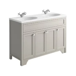 Butler & Rose Beatrice 1200mm Floorstanding Double Basin Vanity Unit - Spa Grey -Vado Shop butler rose beatrice 1200 double basin unit dovetail cutout