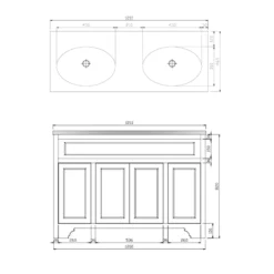 Butler & Rose Beatrice 1200mm Floorstanding Double Basin Vanity Unit - Spa Grey -Vado Shop butler rose beatrice 120cm floor 2xbasin unit undrilled tech
