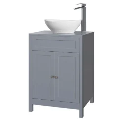 Butler & Rose Catherine Floorstanding Shadow Grey Vanity Unit With Shadow Grey Countertop & Audrey Stone Resin Basin -Vado Shop butler rose cath grey countertop unit matt grey cutout