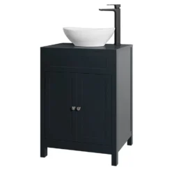 Butler & Rose Catherine Floorstanding Shadow Grey Vanity Unit With Shadow Grey Countertop & Audrey Stone Resin Basin -Vado Shop butler rose cath shadow countertop unit shadow grey cutout