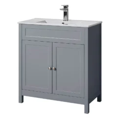 Butler & Rose Catherine Traditional 800mm Floorstanding Vanity Unit With Basin - Shadow Grey -Vado Shop butler rose cath vanity unit basin 800 matt grey cutout