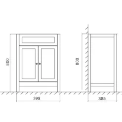 Butler & Rose Catherine Floorstanding Shadow Grey Vanity Unit With Shadow Grey Countertop & Audrey Stone Resin Basin -Vado Shop butler rose catherine 600mm unit no basin tech drawing