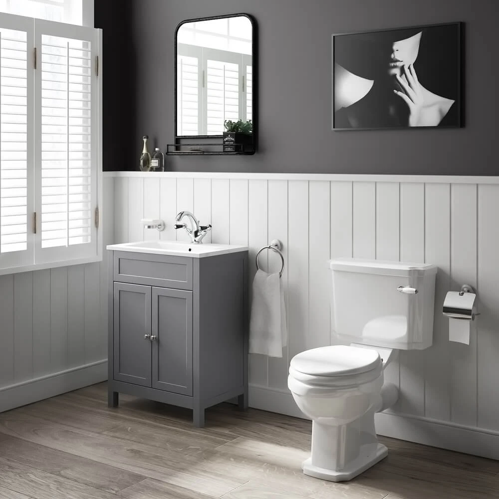 Butler & Rose Catherine Traditional 600mm Floorstanding Vanity Unit With Basin - Shadow Grey 4 Butler & Rose Catherine Traditional 600mm Floorstanding Vanity Unit With Basin - Shadow Grey - Image 4