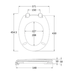 Butler & Rose Catherine Round Wooden Seat With Chrome Hinges - Bottom Fix -Vado Shop butler rose catherine bottom fix toilet seat tech