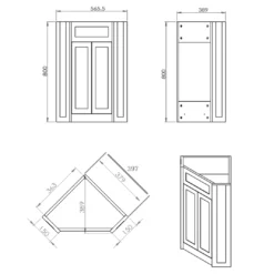 Butler & Rose Catherine Corner Cloakroom Traditional Vanity Unit - Matt Grey 15 Butler & Rose Catherine Corner Cloakroom Traditional Vanity Unit - Matt Grey -Vado Shop butler rose catherine corner vanity unit tech drawing 1