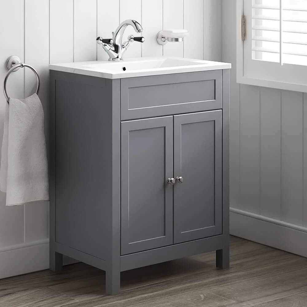 Butler & Rose Catherine Traditional 600mm Floorstanding Vanity Unit With Basin - Shadow Grey 6 Butler & Rose Catherine Traditional 600mm Floorstanding Vanity Unit With Basin - Shadow Grey - Image 6