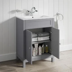 Butler & Rose Catherine Traditional 600mm Floorstanding Vanity Unit With Basin - Shadow Grey 22 Butler & Rose Catherine Traditional 600mm Floorstanding Vanity Unit With Basin - Shadow Grey -Vado Shop butler rose catherine vanity shelf matt grey