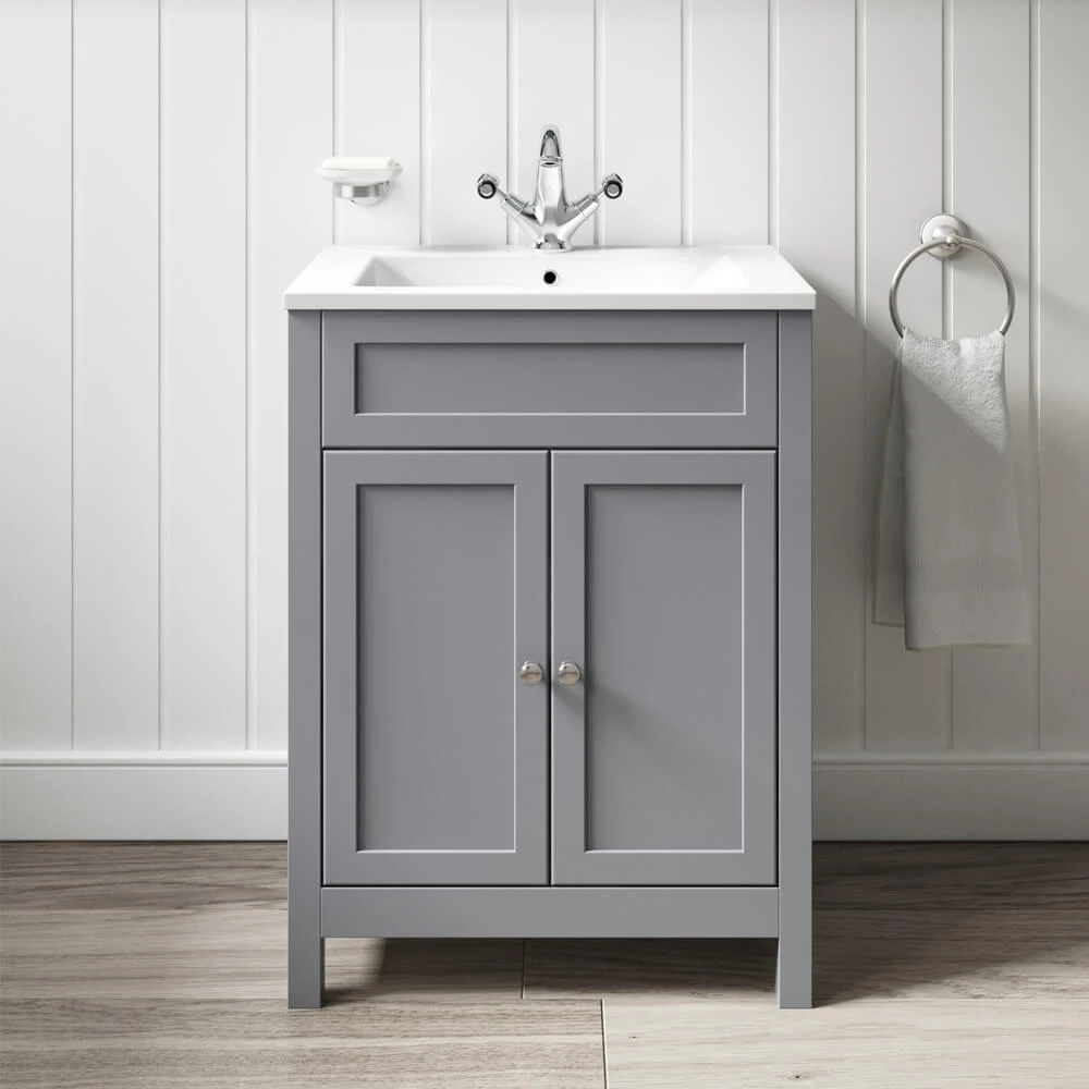 Butler & Rose Catherine Traditional 600mm Floorstanding Vanity Unit With Basin - Shadow Grey 2 Butler & Rose Catherine Traditional 600mm Floorstanding Vanity Unit With Basin - Shadow Grey - Image 2