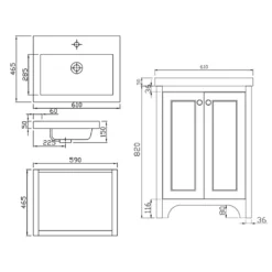 Butler & Rose Charlotte 600mm Vanity Unit - Spa Grey -Vado Shop butler rose charlotte 600 floorstanding vanity unit basin tech