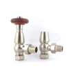 Butler & Rose Chelsea Ornate Thermostatic Angled Radiator Valves - Satin Nickel
