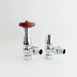Butler & Rose Chelsea Ornate Thermostatic Angled Radiator Valves - Chrome