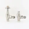 Butler & Rose Westminster Ornate Thermostatic Angled Radiator Valves - Satin Nickel