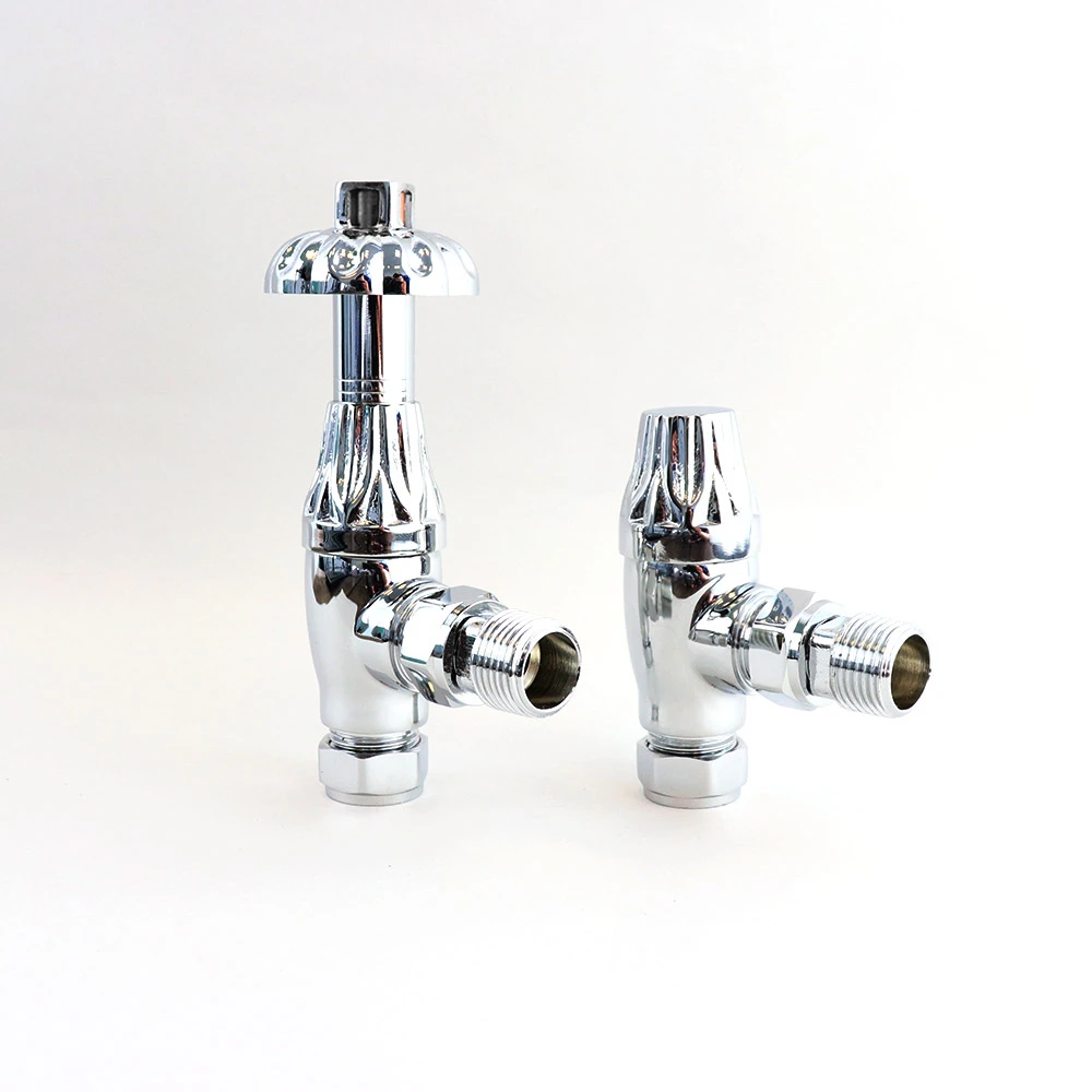 Butler & Rose Westminster Ornate Thermostatic Angled Radiator Valves - Satin Nickel 3 Butler & Rose Westminster Ornate Thermostatic Angled Radiator Valves - Satin Nickel - Image 3