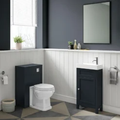 Butler & Rose Catherine 500mm Back To Wall Toilet Unit - Shadow Grey -Vado Shop butlerandrose catherine cloakroom unit shadowgrey lifestyle1