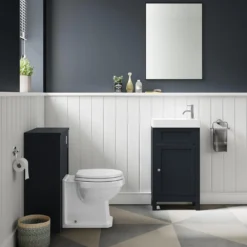 Butler & Rose Catherine 500mm Back To Wall Toilet Unit - Shadow Grey -Vado Shop butlerandrose catherine cloakroom unit shadowgrey lifestyle2