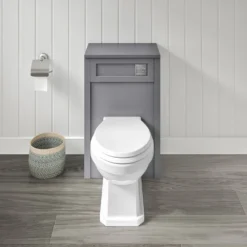 Butler & Rose Catherine 500mm Back To Wall Toilet Unit - Shadow Grey -Vado Shop butlerandrose catherine wc unit tailoredgrey lifestyle1