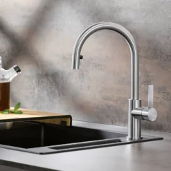 Blanco Candor-S Single Lever Brushed Stainless Steel Mono Pull Out Kitchen Mixer Tap