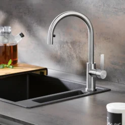 Blanco Candor-S Single Lever Brushed Stainless Steel Mono Pull Out Kitchen Mixer Tap 14 Blanco Candor-S Single Lever Brushed Stainless Steel Mono Pull Out Kitchen Mixer Tap -Vado Shop candor s brushed steel lifestyle 2