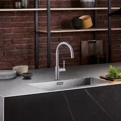 Blanco Candor-S Single Lever Brushed Stainless Steel Mono Pull Out Kitchen Mixer Tap 13 Blanco Candor-S Single Lever Brushed Stainless Steel Mono Pull Out Kitchen Mixer Tap -Vado Shop candor s brushed steel lifestyle long shot 1