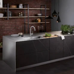 Blanco Candor-S Single Lever Brushed Stainless Steel Mono Pull Out Kitchen Mixer Tap 12 Blanco Candor-S Single Lever Brushed Stainless Steel Mono Pull Out Kitchen Mixer Tap -Vado Shop candor s brushed steel lifestyle long shot 2