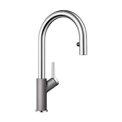 Blanco Carena-S Vario Single Lever Chrome Pull Out Kitchen Mixer Spray Tap - Black & Chrome -Vado Shop carena s vario alumetallic product shot res