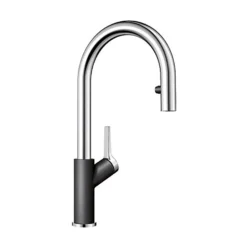 Blanco Carena-S Vario Single Lever Chrome Pull Out Kitchen Mixer Spray Tap - Black & Chrome