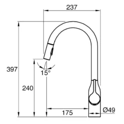 Clearwater Amelio Single Lever Touch-Free Sensor Kitchen Mixer Tap With Pull Out Spray - Matt Black -Vado Shop clearwater amelio sensor tap tech drawing