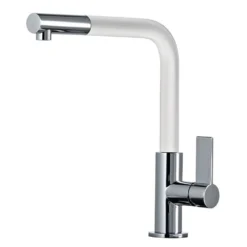 Clearwater Auriga Single Lever Mono Kitchen Tap With Pull Out Aerator - Brushed Nickel/White -Vado Shop clearwater auriga mono pull mixer chrome white cutout