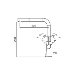 Clearwater Auriga Single Lever Mono Kitchen Tap With Pull Out Aerator - Brushed Nickel/White -Vado Shop clearwater auriga pull out kitchen mixer tap technical drawing