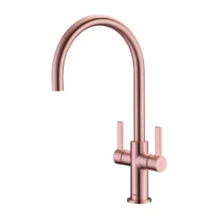 Clearwater Auva Twin Lever Mono Kitchen Mixer Tap - Brushed Nickel -Vado Shop clearwater auva brushed copper mono kitchen tap cutout