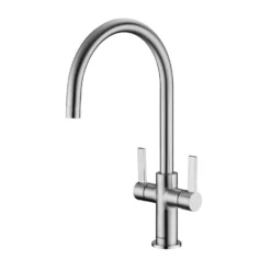 Clearwater Auva Twin Lever Mono Kitchen Mixer Tap - Brushed Nickel -Vado Shop clearwater auva brushed nickel mono kitchen tap cutout