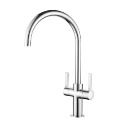 Clearwater Auva Twin Lever Mono Kitchen Mixer Tap - Brushed Nickel -Vado Shop clearwater auva polished chrome mono kitchen tap cutout