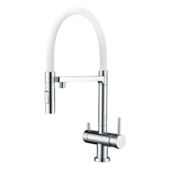Clearwater Bellatrix Professional Mono Kitchen Mixer With Detachable Spout And Cold Filtered Water - Chrome/Black -Vado Shop clearwater bellatrix mono kitchen mixer chrome and white cutout