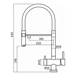 Clearwater Bellatrix Professional Mono Kitchen Mixer With Detachable Spout And Cold Filtered Water - Chrome/Black -Vado Shop clearwater bellatrix professional mono kitchen mixer with detachable spout and cold filtered water technical details