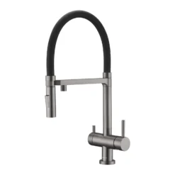 Clearwater Bellatrix Professional Mono Kitchen Mixer With Detachable Spout And Cold Filtered Water - Chrome/Black -Vado Shop clearwater bellatrix professional mono kitchen tap gunmetal black cutout