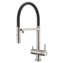 Clearwater Bellatrix Professional Mono Kitchen Mixer With Detachable Spout And Cold Filtered Water - Chrome/Black -Vado Shop clearwater bellatrix proffesional moo kitchen tap black nickel cutout