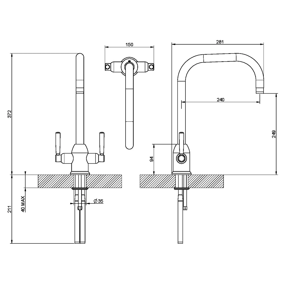 Clearwater Camillo Twin Lever Mono Kitchen Mixer - Brushed Copper 2 Clearwater Camillo Twin Lever Mono Kitchen Mixer - Brushed Copper - Image 2