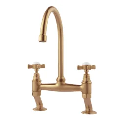 Clearwater Cottage Twin Crosshead Bridge Sink Mixer With Swivel Spout - Chrome 8 Clearwater Cottage Twin Crosshead Bridge Sink Mixer With Swivel Spout - Chrome -Vado Shop clearwater cottage bridge kitchen mixer bronze cutout