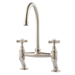 Clearwater Cottage Twin Crosshead Bridge Sink Mixer With Swivel Spout - Chrome 7 Clearwater Cottage Twin Crosshead Bridge Sink Mixer With Swivel Spout - Chrome -Vado Shop clearwater cottage bridge mixer brushed nickel cutout