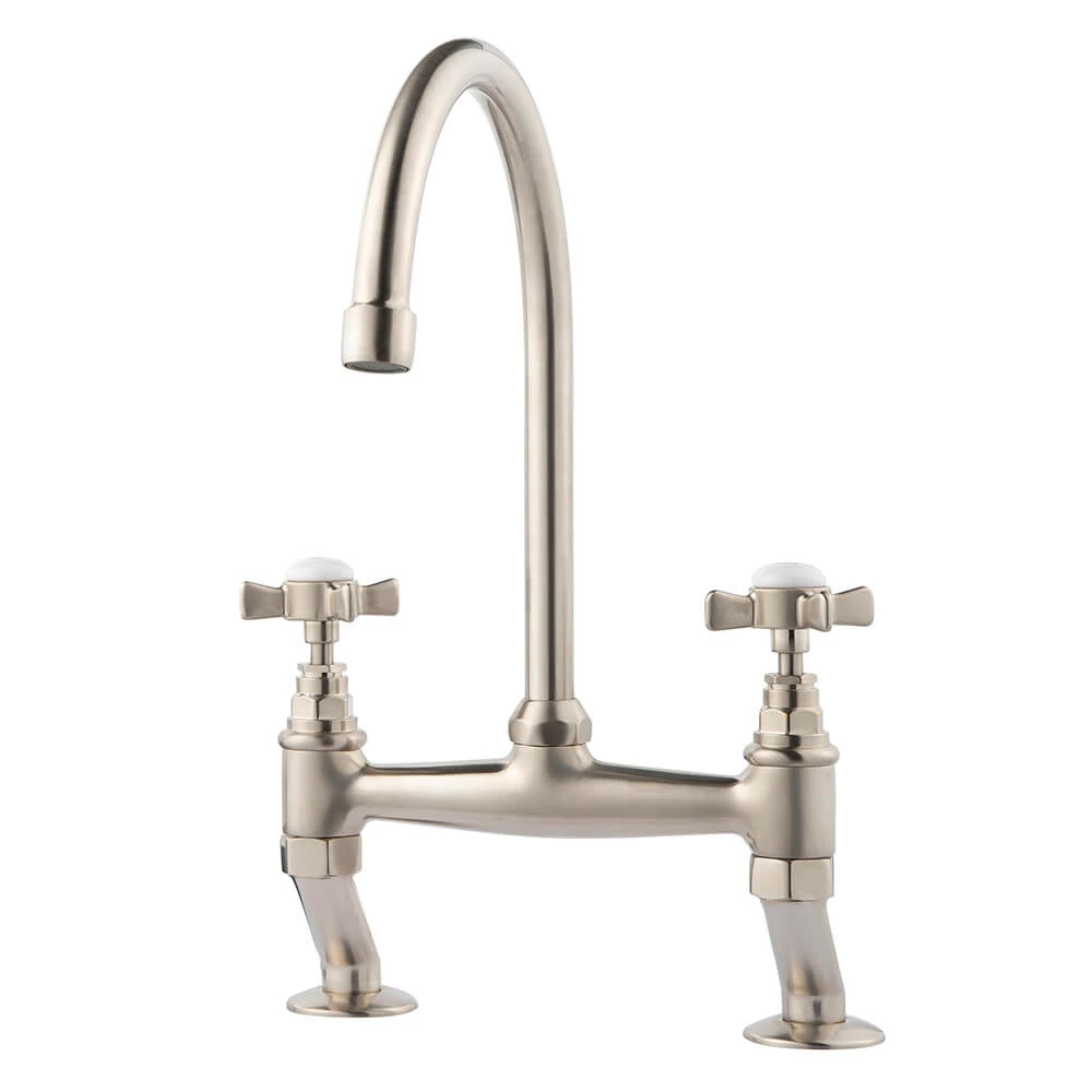 Clearwater Cottage Twin Crosshead Bridge Sink Mixer With Swivel Spout - Chrome 3 Clearwater Cottage Twin Crosshead Bridge Sink Mixer With Swivel Spout - Chrome - Image 3