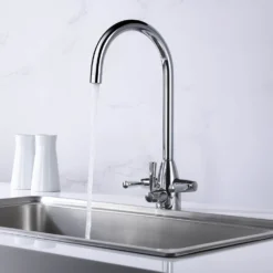 Clearwater Eclipse Triple Lever Mono Kitchen Mixer And Cold Filtered Water Tap - Polished Chrome -Vado Shop clearwater eclipse chrome filter tap lifestyle 1