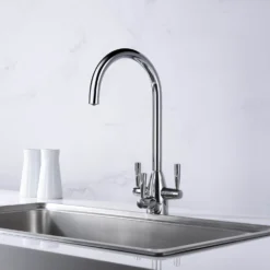 Clearwater Eclipse Triple Lever Mono Kitchen Mixer And Cold Filtered Water Tap - Polished Chrome