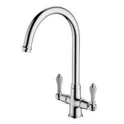 Clearwater Elegance Twin Lever Mono Sink Mixer With Swivel Spout - Brushed Bronze -Vado Shop clearwater elegance mono kitchen tap chrome cutout
