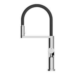 Clearwater Galex WRAS Approved Single Lever Mono Pull Out Kitchen Mixer And Cold Filtered Water Tap - Matt Black -Vado Shop clearwater galex filter pull out kitchen tap chrome side view v2