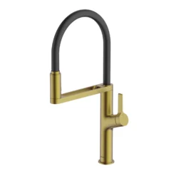 Clearwater Galex Motion WRAS Approved Touchless Single Lever Mono Pull Out Kitchen Mixer - Brushed Nickel -Vado Shop clearwater galex motion pull out kitchen tap brushed brass cutout