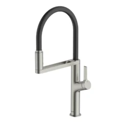 Clearwater Galex Motion WRAS Approved Touchless Single Lever Mono Pull Out Kitchen Mixer - Brushed Nickel -Vado Shop clearwater galex motion pull out kitchen tap brushed nickel cutout